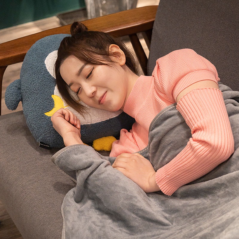 Bộ Chăn Gối Và Gối Hai Trong Một Bằng Lông Cừu San Hô Hai Trong Một Đa Năng Dùng Trong Xe Hơi / Ghế sofa / Ngủ Trưa