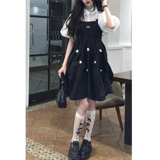 set váy nữ set babydoll Váy babydoll tay phông Set Áo Tay Phồng Ngắn Áo Sơ Mi Trắng Tay Phồng