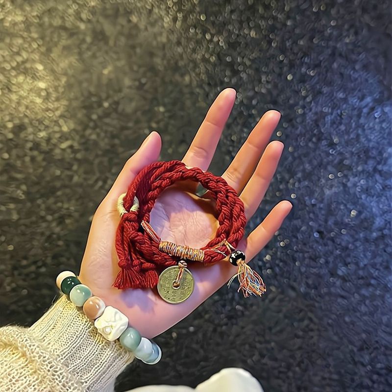 Vòng Tay Dây Đỏ Chính Hãng Tây Tạng Hình Ma Và Núi Phong Cách Tây Tạng