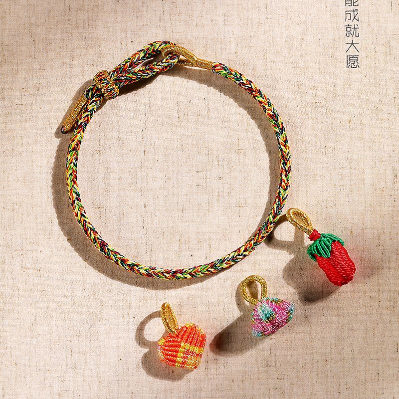 Vòng Tay Dây Thừng Bện Thủ Công Màu Đỏ May Mắn Lễ Hội Rồng Nhiều Màu Tây Tạng Cho Nữ