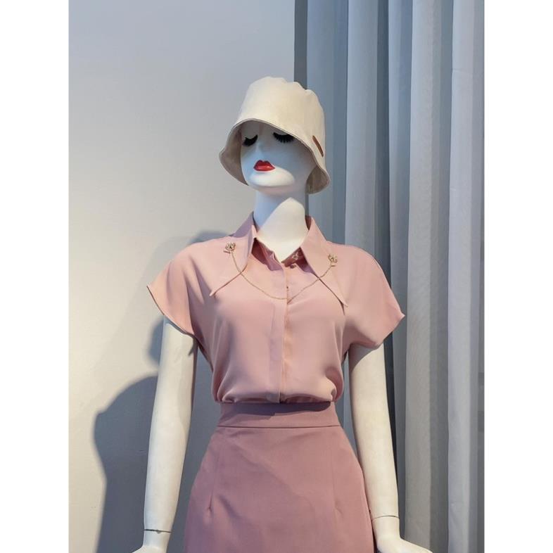 ÁO SƠ MI GU CỔ NHỌN DÂY XÍCH 💎