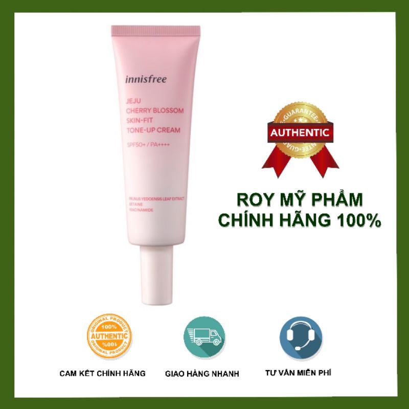 Kem Dưỡng Trắng, Chống nắng, Nâng Tone Màu Innisfree Jeju Cherry Blossom Skin Fit Tone Up Cream SPF50+