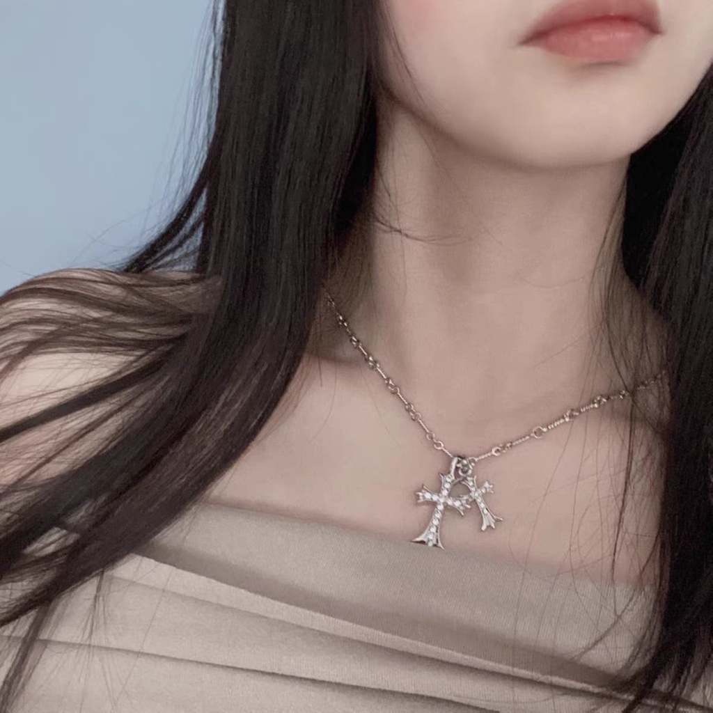 Dây Chuyền Mặt Chữ Thập Đính Đá Zircon Thời Trang Cao Cấp Phong Cách Hip Hop 2022 Cho Nữ