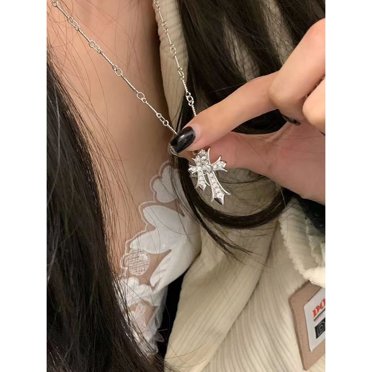 Dây Chuyền Mặt Chữ Thập Đính Đá Zircon Thời Trang Cao Cấp Phong Cách Hip Hop 2022 Cho Nữ