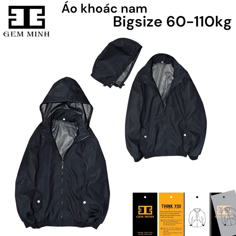 Áo khoác nam bigsize 55-130kg vải dù chống nắng chống mưa nhẹ
