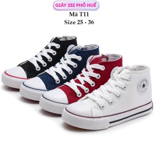 Giày thể thao dáng Converse cho bé trai bé gái 232 Phố Huế Giày cổ cao cột dây kết hợp khóa kéo năng động cá tính T11