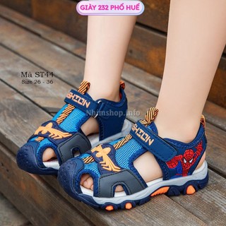 Giày sandal bé trai dép rọ có quai hậu bít mũi hình siêu nhân spiderman êm bền đi học đi biển phong cách Hàn Quốc ST44