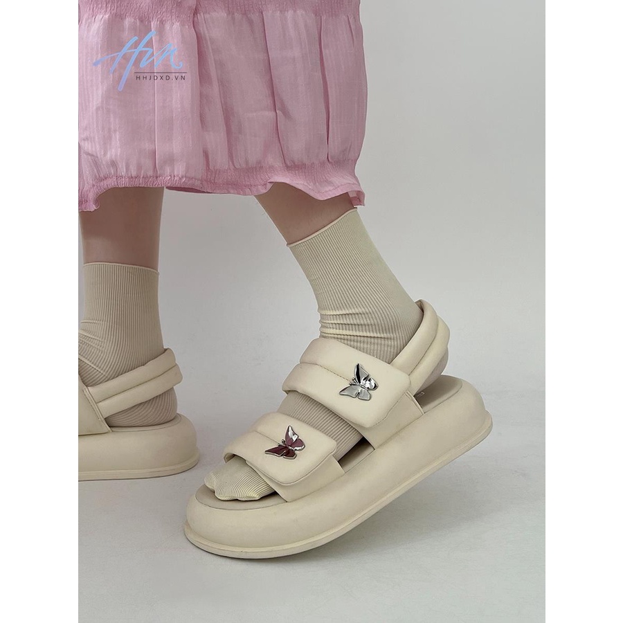 Giày Sandal Đế Dày Màu Đen Phong Cách Retro Mùa Hè 2023 Cho Nữ