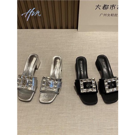 Giày Sandal Cao Gót Đế Thô Quai Đính Đá Vuông Phong Cách Pháp Thời Trang Xuân Hè 2023 Mới Dành Cho Bạn Nữ