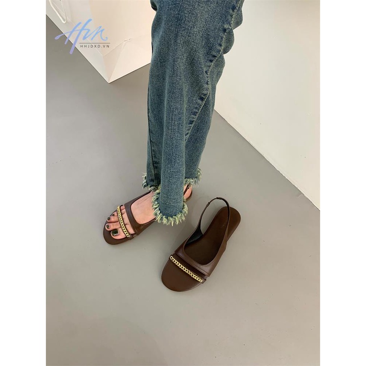 Sandal Hở Ngón Phối Dây Xích Phong Cách Thời Trang Roman Dành Cho Nữ