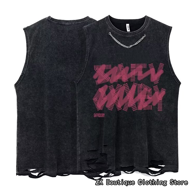 Áo Thun Cotton Sát Nách Dáng Rộng In Họa Tiết Phong Cách Hip Hop Hàn Quốc Thời Trang Mùa Hè Chất Lượng Cao Cho Nam Và Nữ