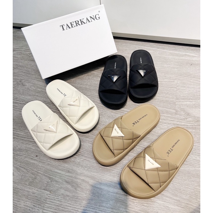 Dép lê quai ngang đế bánh mì da siêu đẹp