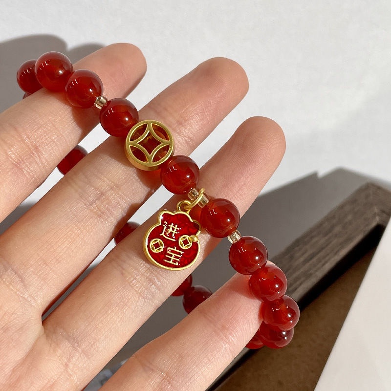 Vòng Đeo Tay May Mắn Bằng Pha Lê Đỏ Tự Nhiên Cho Nữ