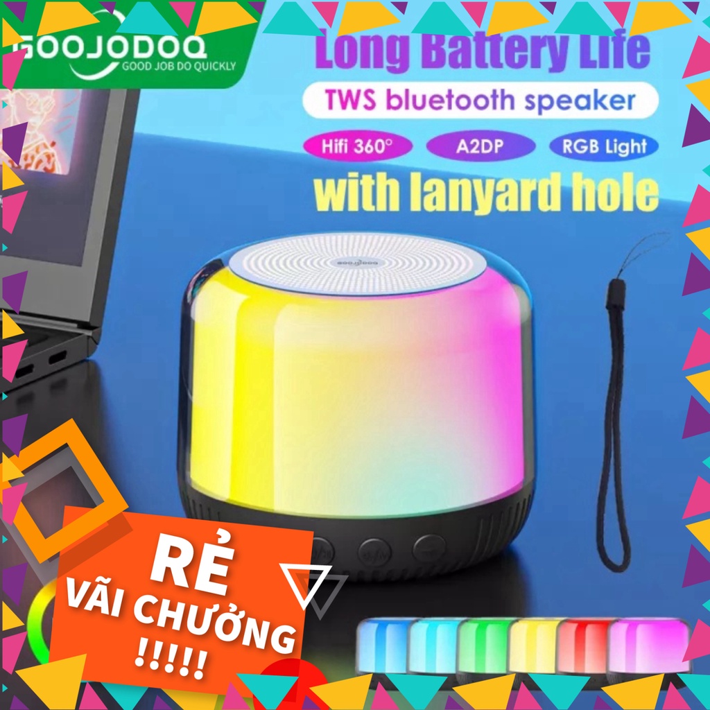 Goojodoq Loa Bluetooth Mini Không Dây Di Động TWS HiFi USB Ngoài Trời Loa Nghe Nhạc Vòm Bass Thẻ TF Chơi Loa có đèn led