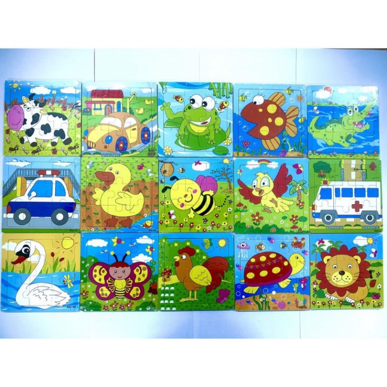 Combo 5 tranh ghép gỗ 9 mảnh cho bé