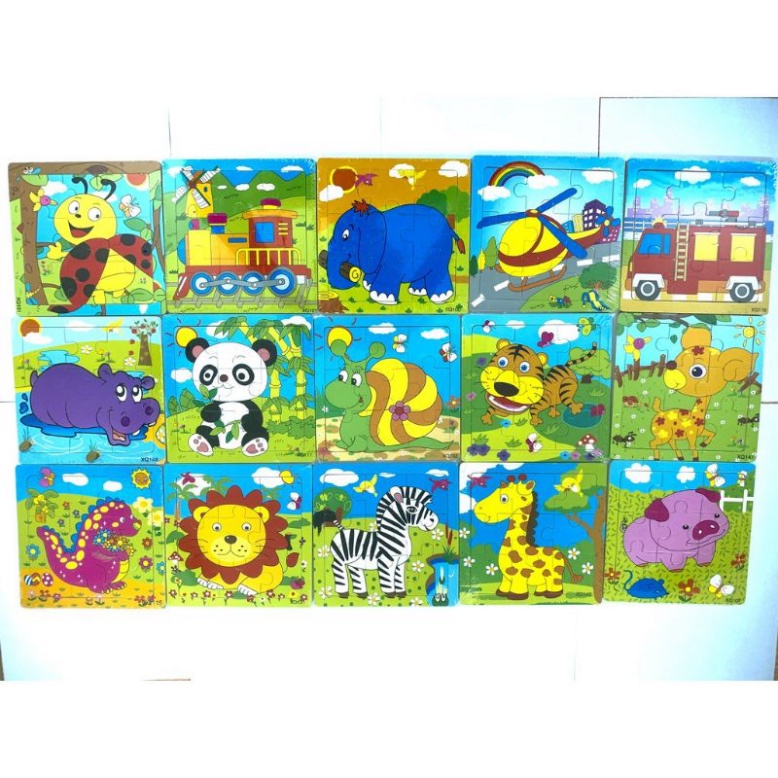 Combo 5 tranh ghép gỗ 9 mảnh cho bé