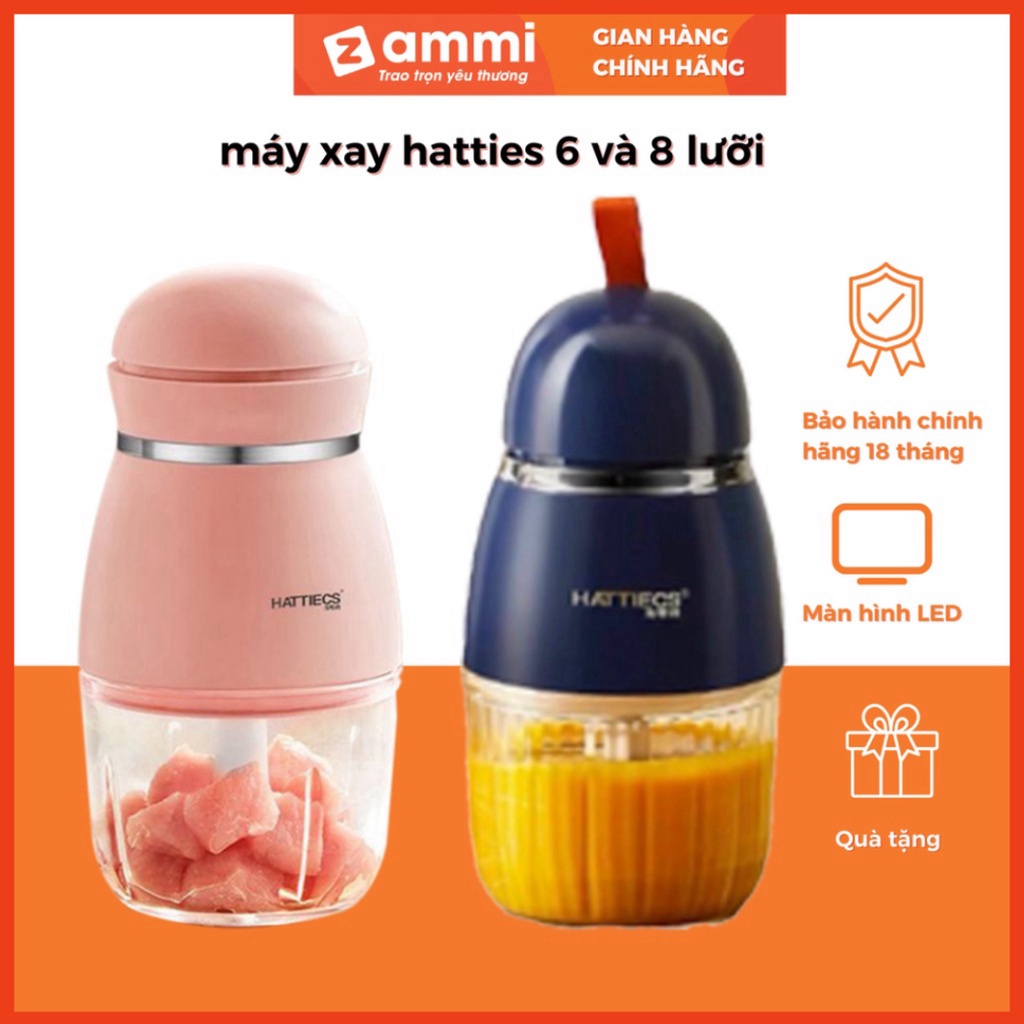 CHÍNH HÃNG:Máy xay ăn dặm cho bé Hattiecs 6 lưỡi dao/8 lưỡi dung tích 0,3L máy xay hattiecs xay đồ ăn dặm cho bé Zammi m