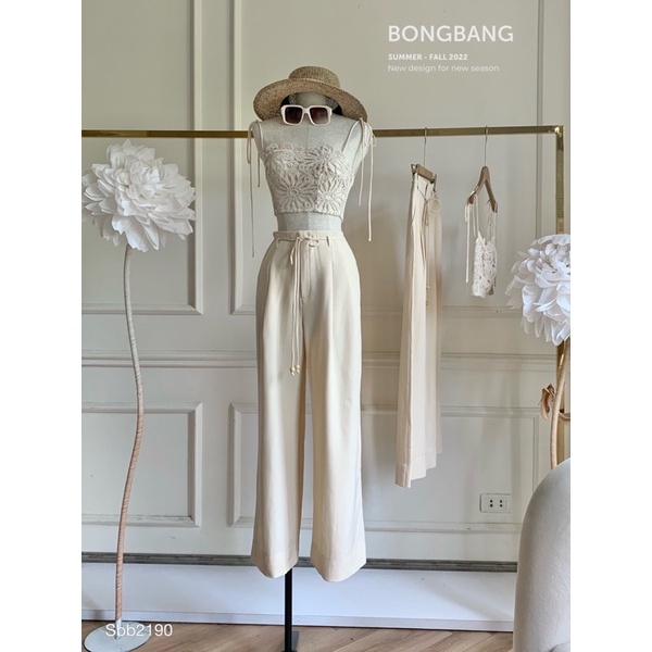 SET ÁO 2 DÂY REN CROPTOP MIX QUẦN SUÔNG ĐI BIỂN SIÊU XINH