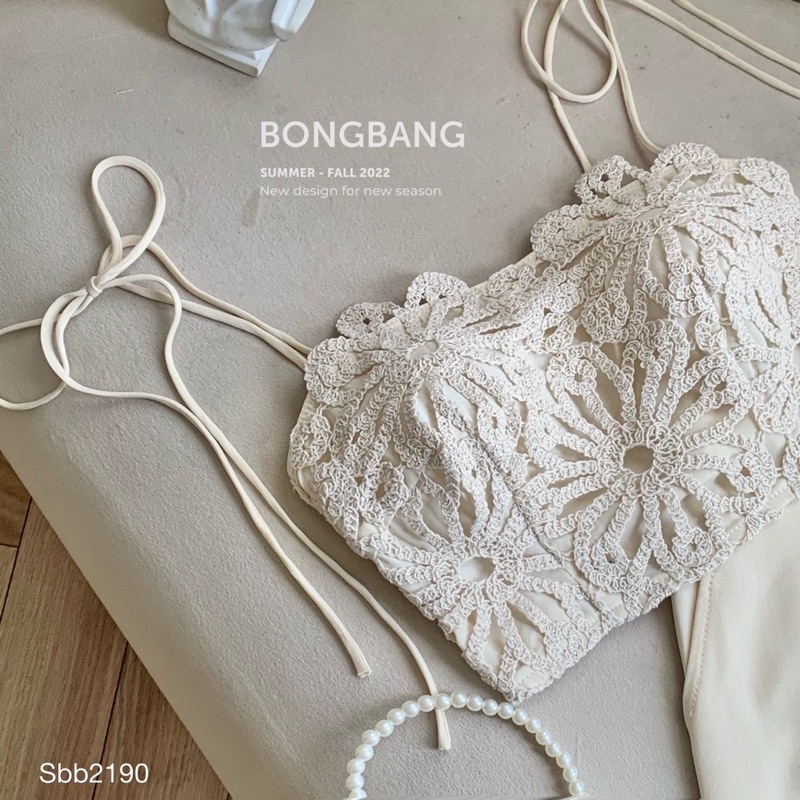 SET ÁO 2 DÂY REN CROPTOP MIX QUẦN SUÔNG ĐI BIỂN SIÊU XINH