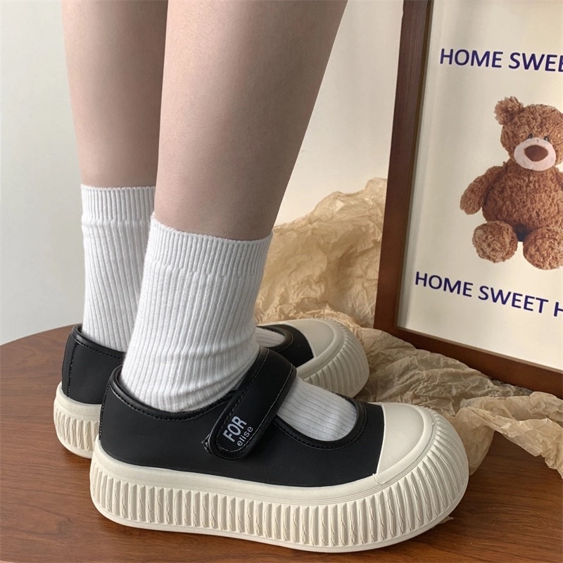 Giày nữ đế bằng 3-4cm, giày mũi sò quai dính ngang phong cách tiểu thư