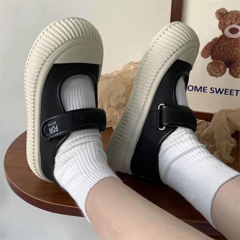 Giày nữ đế bằng 3-4cm, giày mũi sò quai dính ngang phong cách tiểu thư