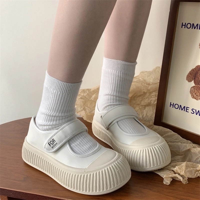 Giày nữ đế bằng 3-4cm, giày mũi sò quai dính ngang phong cách tiểu thư