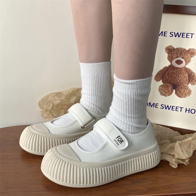 Giày nữ đế bằng 3-4cm, giày mũi sò quai dính ngang phong cách tiểu thư