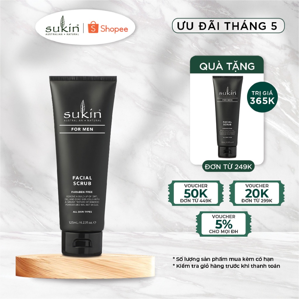 Kem Làm Sạch Tế Bào Chết Dành Cho Nam Sukin For Men Facial Scrub 125ml