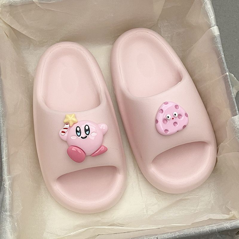 Dép Quai Ngang Đế Dày Chống Trượt Họa Tiết Ngôi Sao Kirby Dễ Thương Thời Trang Mùa Hè Cho Nữ