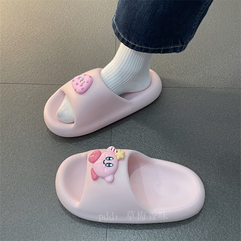 Dép Quai Ngang Đế Dày Chống Trượt Họa Tiết Ngôi Sao Kirby Dễ Thương Thời Trang Mùa Hè Cho Nữ