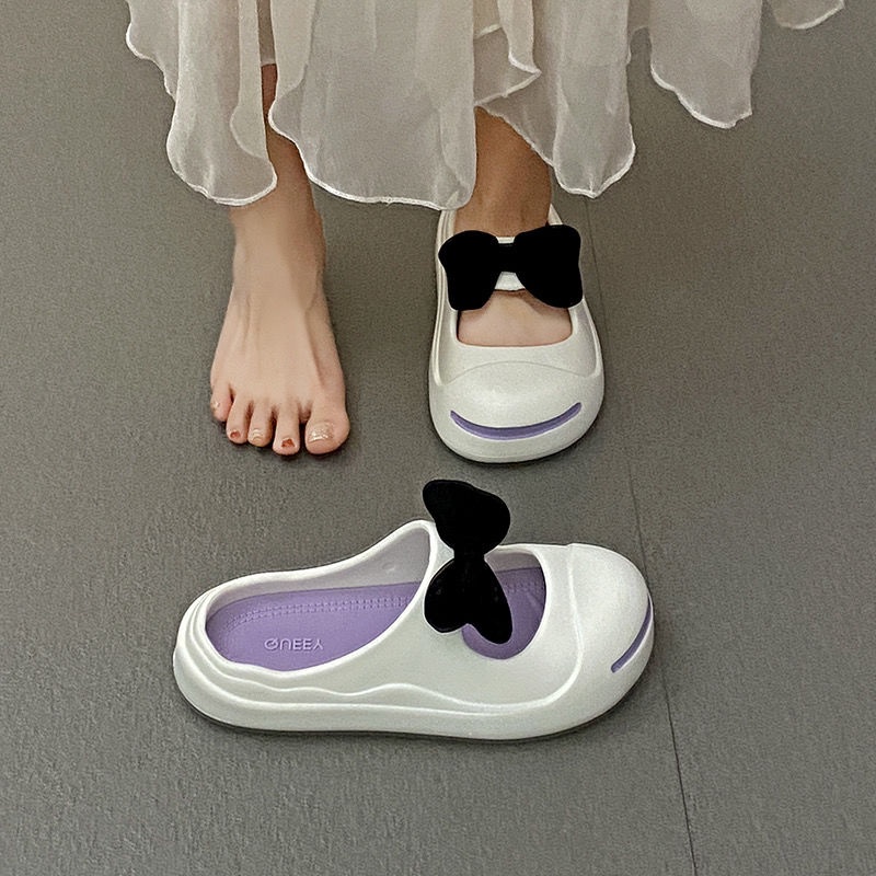 Dép Bít Mũi Mềm Mại Đính Nơ Thời Trang Mùa Hè Cho Nữ