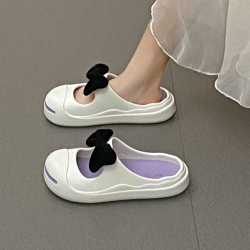 Dép Bít Mũi Mềm Mại Đính Nơ Thời Trang Mùa Hè Cho Nữ