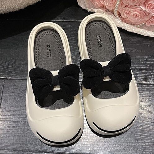 Dép Bít Mũi Mềm Mại Đính Nơ Thời Trang Mùa Hè Cho Nữ