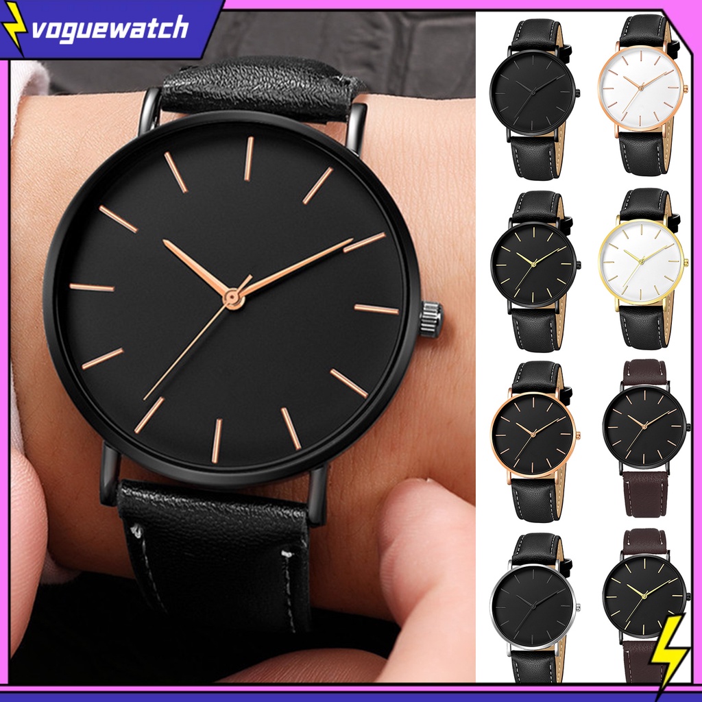 (Voguewatch) Đồng Hồ Đeo Tay Thạch Anh Tròn Siêu Mỏng Bằng Hợp Kim Chống Sốc Đơn Giản Dễ Phối Đồ Trang Trí Cho Học Sinh Nam