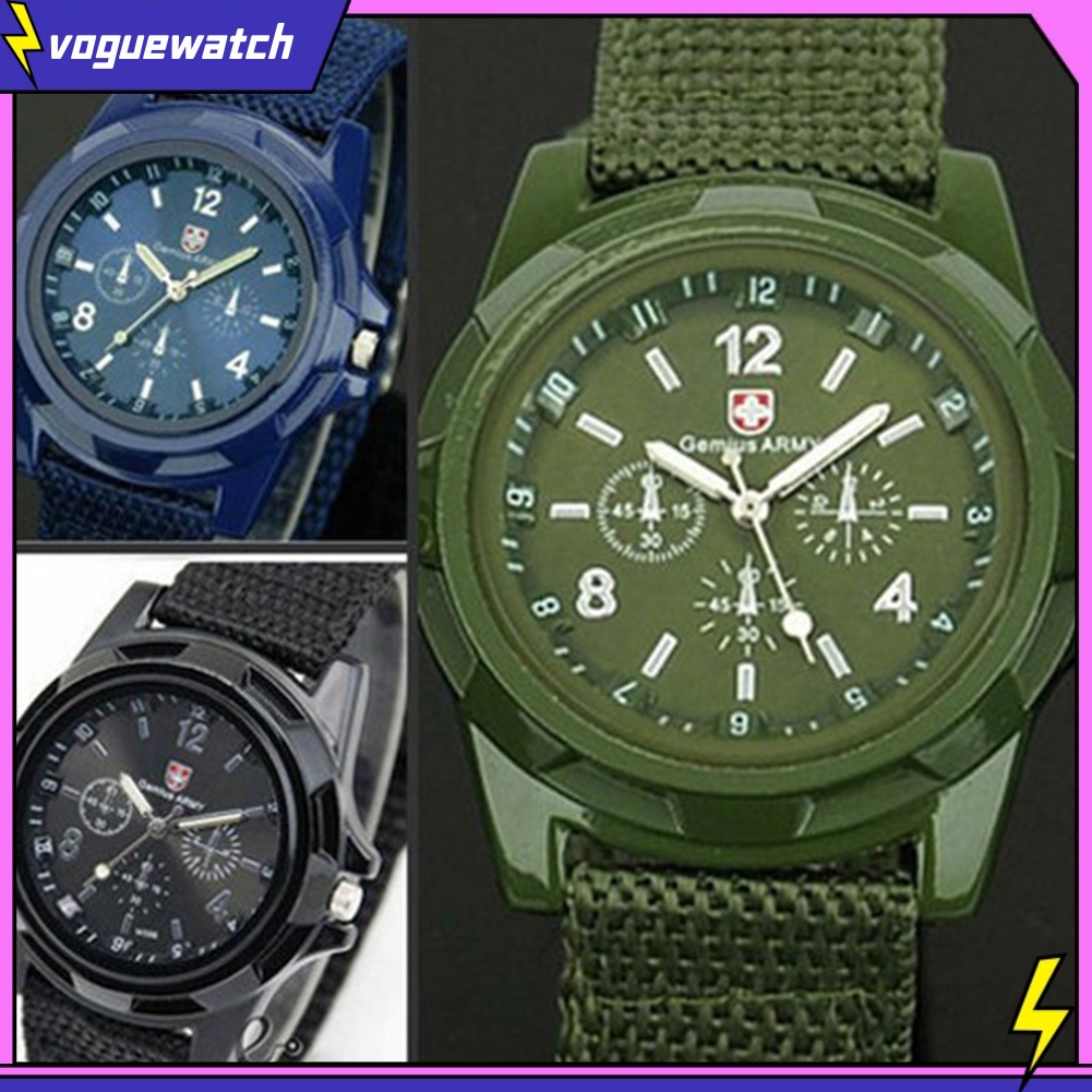 (Voguewatch) Đồng Hồ Đeo Tay Dây Nylon Mặt Tròn Kiểu Dáng Thể Thao Gemius Thụy Sĩ Dành Cho Nam