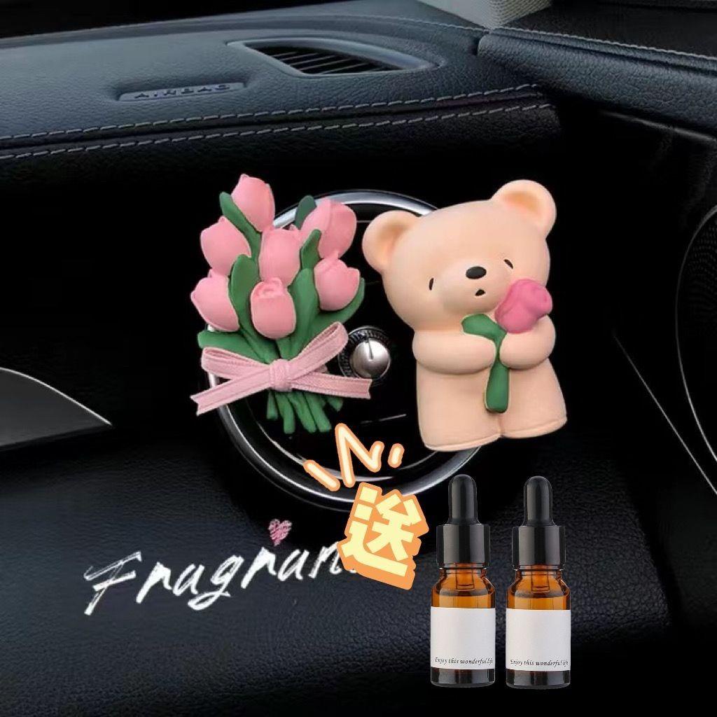 Phụ Kiện Khuếch Tán Tinh Dầu Hình Chú Gấu Dễ Thương Gắn Điều Hòa Xe Hơi