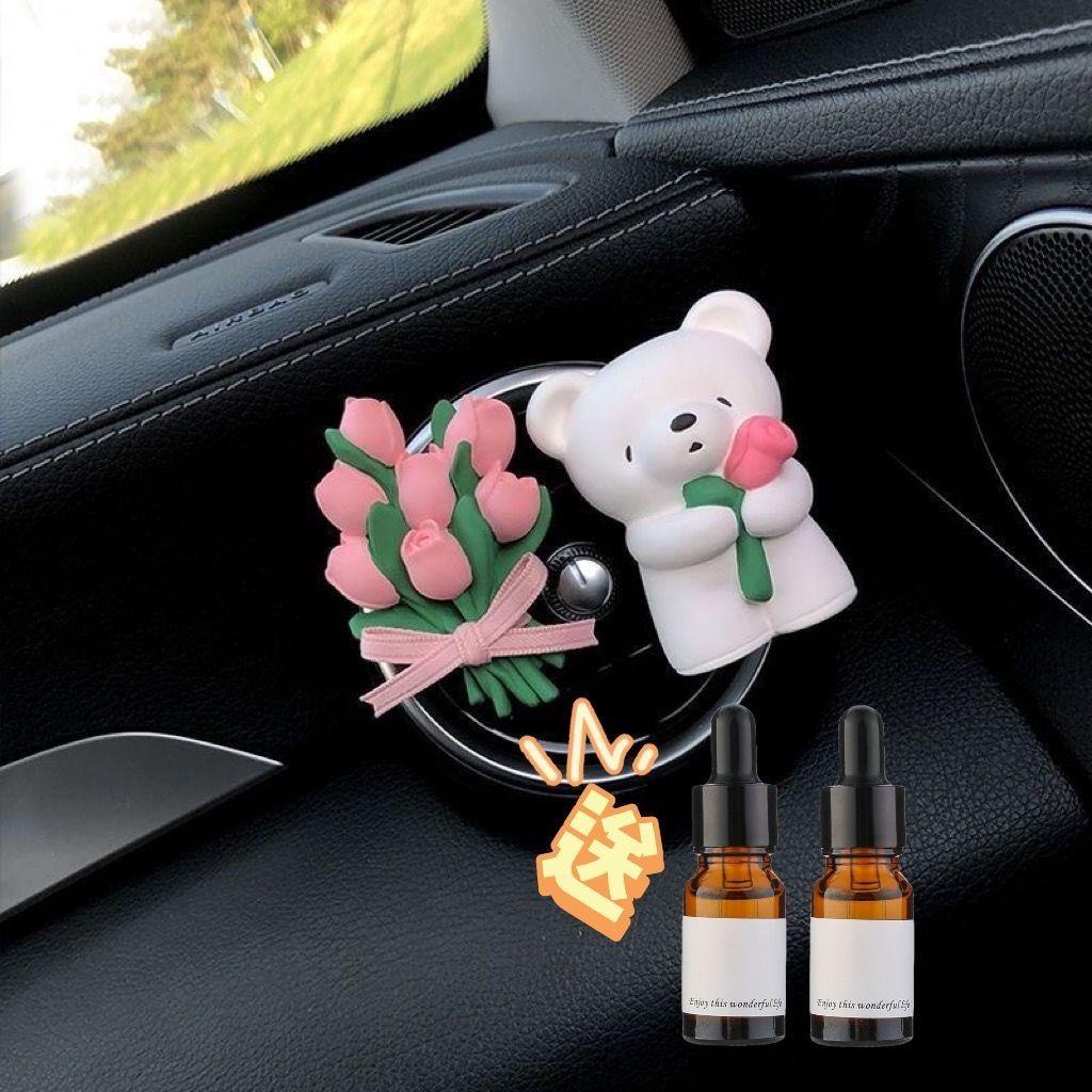 Phụ Kiện Khuếch Tán Tinh Dầu Hình Chú Gấu Dễ Thương Gắn Điều Hòa Xe Hơi