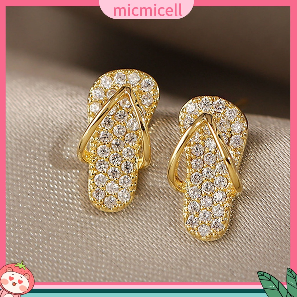 MICMICELL| Đôi Bông Tai Hình Chiếc Dép Bằng Hợp Kim Dễ Thương Dành Cho Nữ
