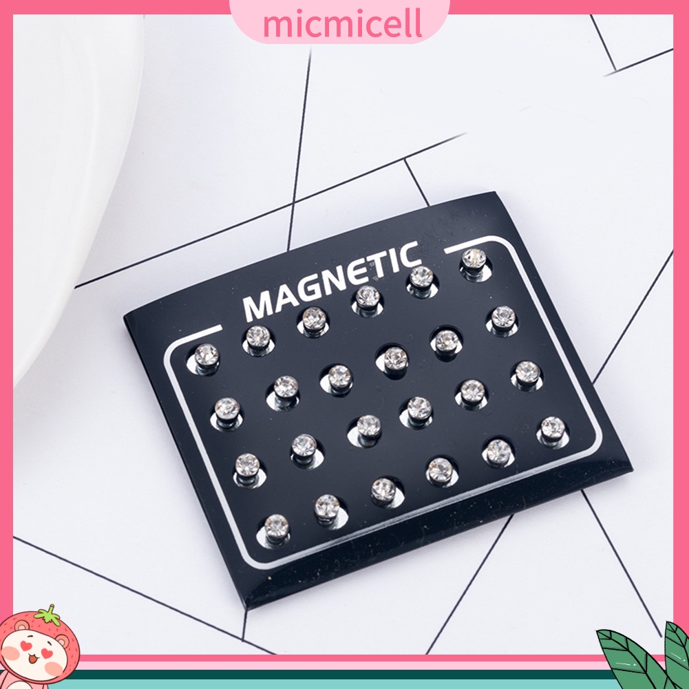 MICMICELL| Set 12 đôi khuyên tai đính đá hít nam châm thời trang cho nữ