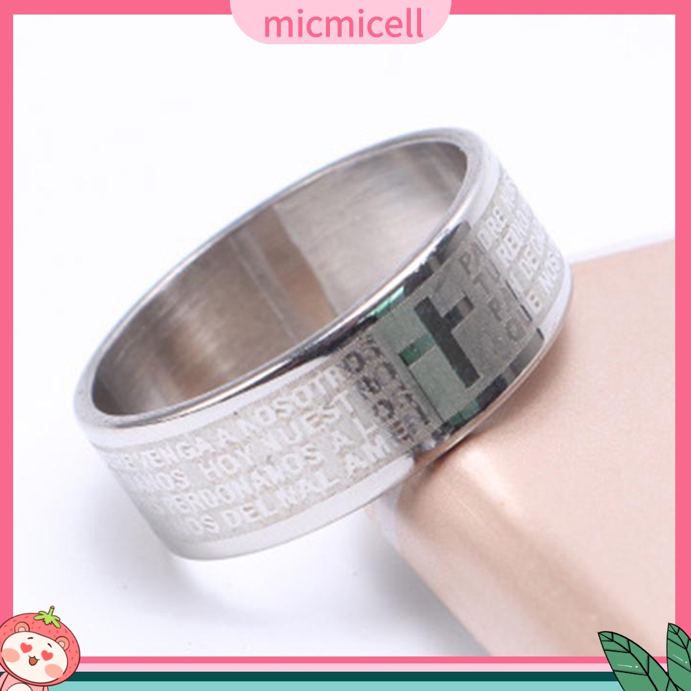MICMICELL| Nhẫn Bằng Thép Titan Khắc Chữ Và Thánh Giá Phong Cách Cá Tính Thời Trang Dành Cho Cặp Đôi
