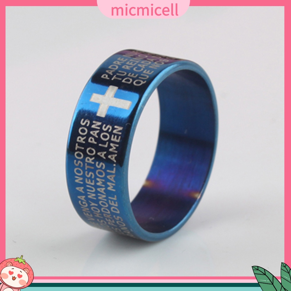 MICMICELL| Nhẫn Bằng Thép Titan Khắc Chữ Và Thánh Giá Phong Cách Cá Tính Thời Trang Dành Cho Cặp Đôi