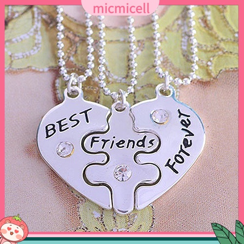 Set 3 vòng cổ tình bạn mặt ghép hình trái tim thời trang cho nữ