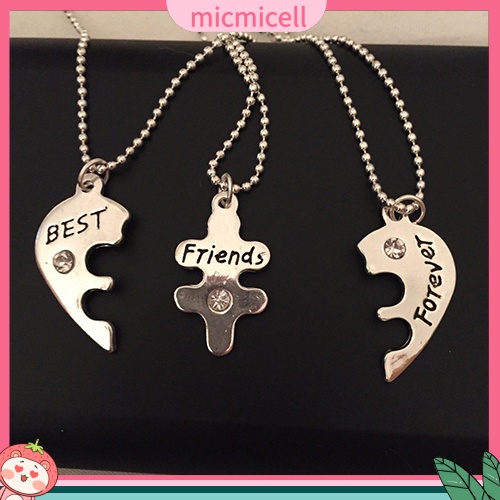 Set 3 vòng cổ tình bạn mặt ghép hình trái tim thời trang cho nữ