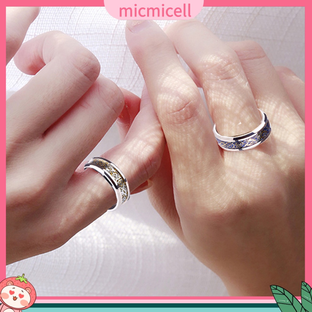 MICMICELL| Nhẫn thép titan họa tiết rồng đính đá thời trang cho nam và vữ