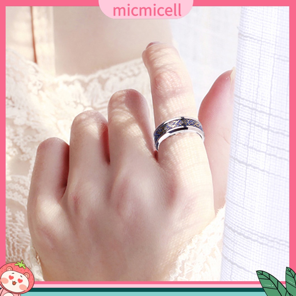 MICMICELL| Nhẫn thép titan họa tiết rồng đính đá thời trang cho nam và vữ