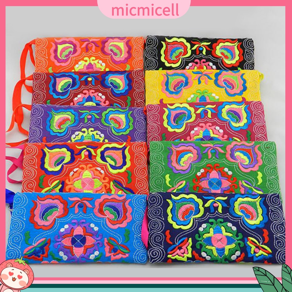 MICMICELL| Ví cầm tay thêu họa tiết thổ cẩm thời trang cho nữ