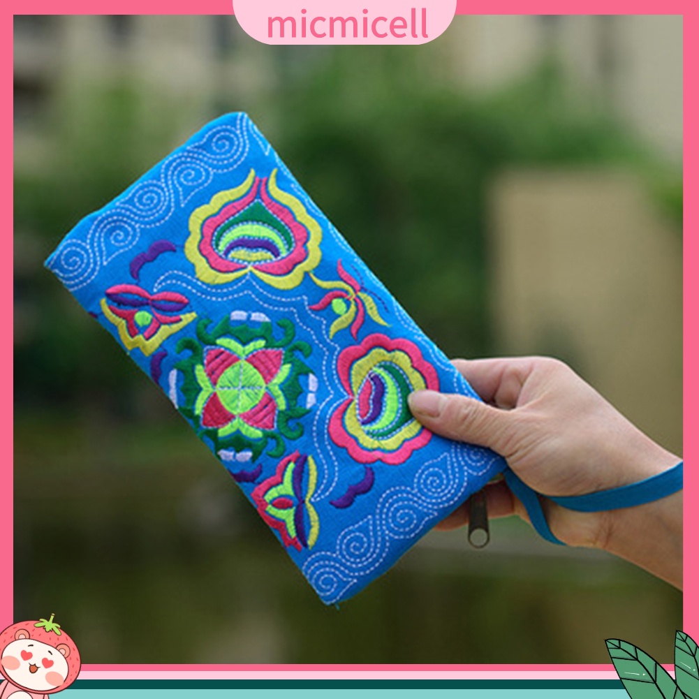 MICMICELL| Ví cầm tay thêu họa tiết thổ cẩm thời trang cho nữ