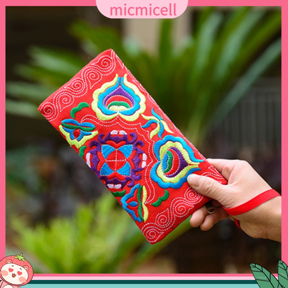 MICMICELL| Ví cầm tay thêu họa tiết thổ cẩm thời trang cho nữ
