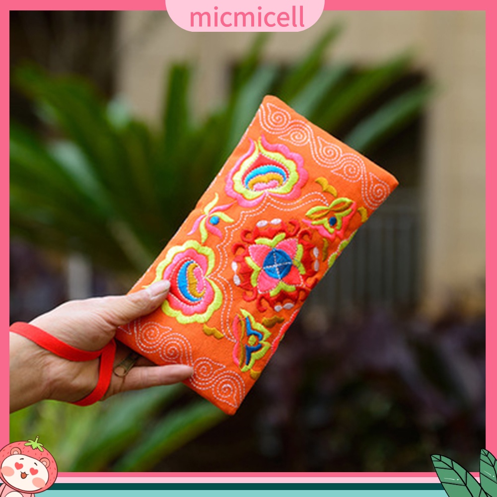 MICMICELL| Ví cầm tay thêu họa tiết thổ cẩm thời trang cho nữ