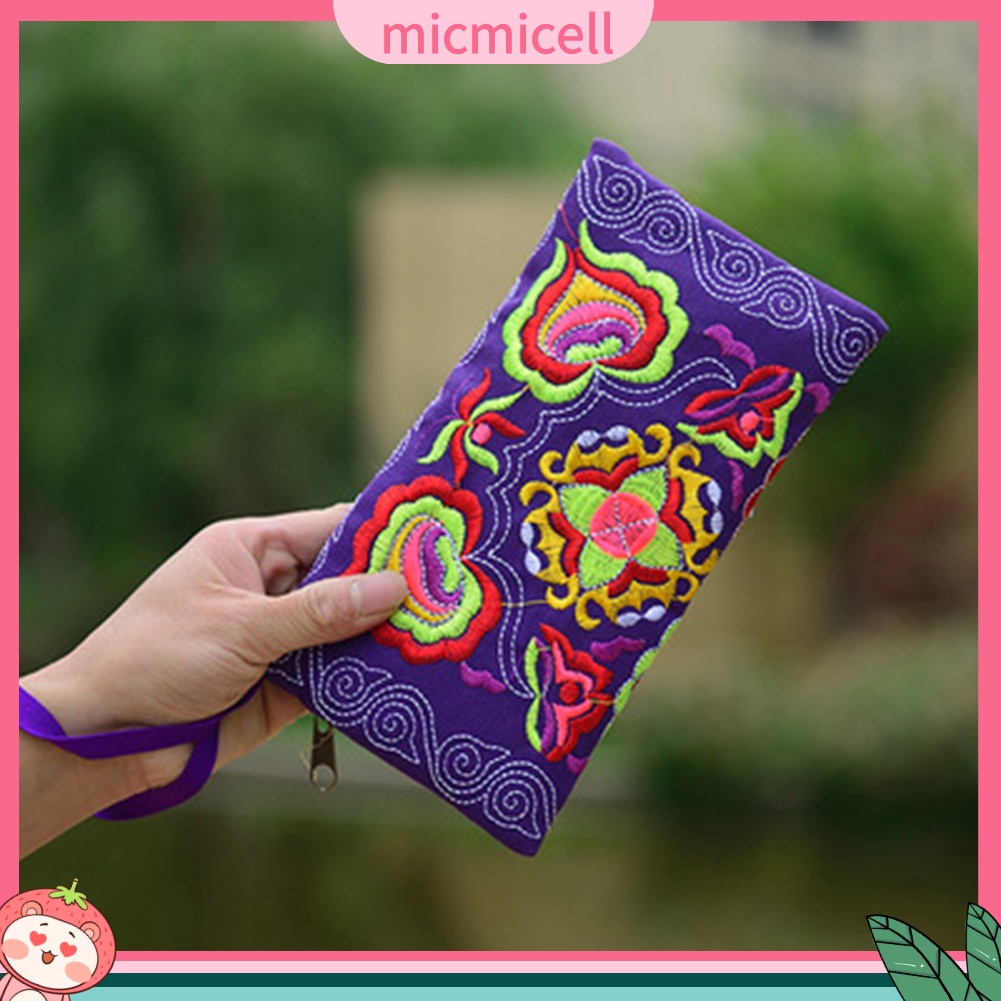 MICMICELL| Ví cầm tay thêu họa tiết thổ cẩm thời trang cho nữ